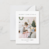BUDGET Minimalist Merry Christmas Family Photo Notitiekaartje (Voorkant)