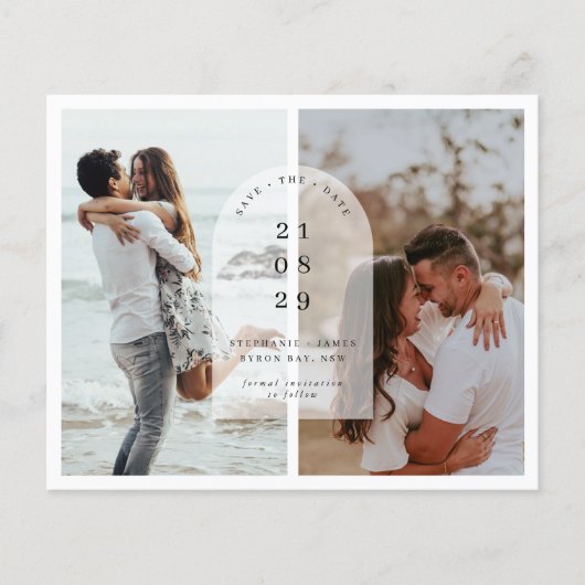 Budget Minimalist moderne boog foto Save the Date Flyer (Voorkant)