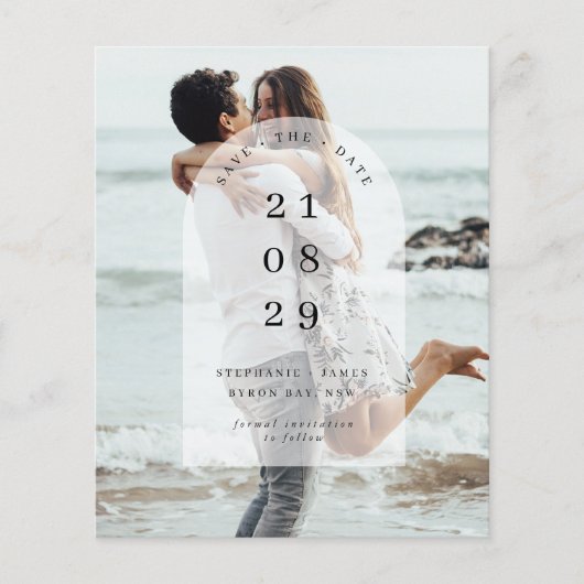 Budget Minimalist moderne boog foto Save the Date Flyer (Voorkant)