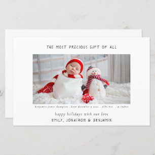 Budget minimalist Newborn Stats Foto Kerstmis