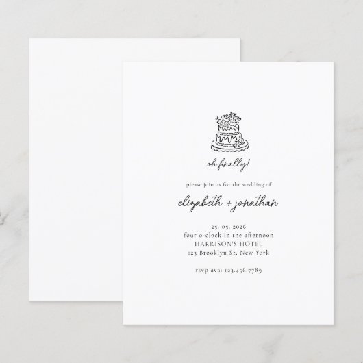 Budget Minimalist Oh eindelijk script bruiloft (Voorkant / Achterkant)