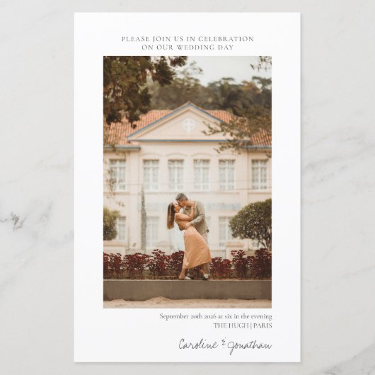 Budget minimalist Photo Wedding RSVP Uitnodiging (Voorkant)