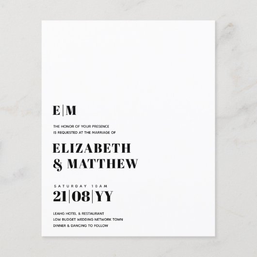 BUDGET Minimalist Plain Typografie INVITE - ELK Flyer (Voorkant)