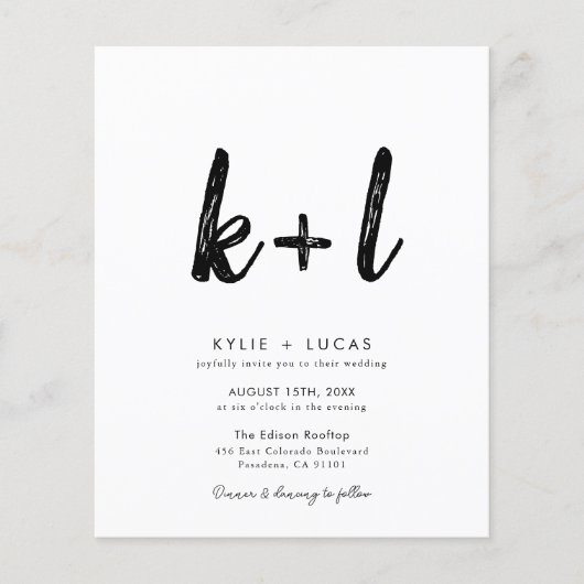 Budget Minimalist QR-code Foto Huwelijk Flyer (Voorkant)