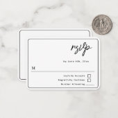 Budget minimalist Script Wedding RSVP-Kaart Notitiekaartje (Voorkant / Achterkant in situ)