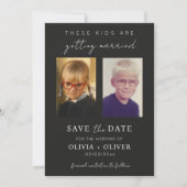 Budget, minimalist these kids are getting married save the date (Voorkant)