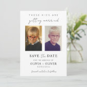 Budget, minimalist these kids are getting married save the date (Staand voorkant)