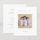 Budget minimalist Triplet Foto geboorteaankondigin (Voorkant / Achterkant)