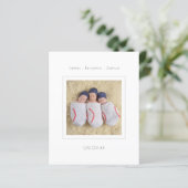 Budget minimalist Triplet Foto geboorteaankondigin (Staand voorkant)