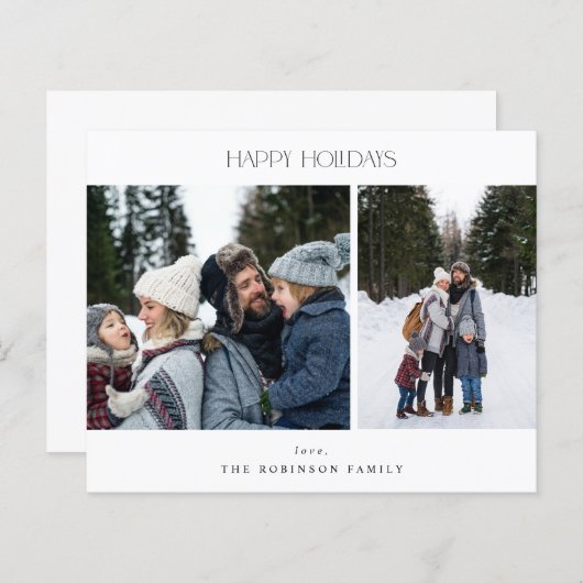 Budget minimalist twee foto-Prettige feestdagen (Voorkant / Achterkant)