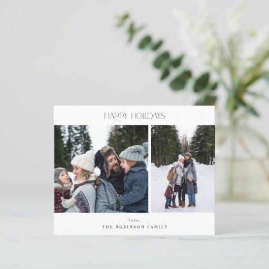 Budget minimalist twee foto-Prettige feestdagen (Staand voorkant)