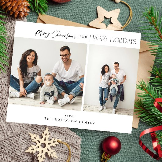 Budget minimalist twee foto's voor pretkerst flyer