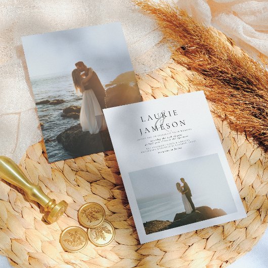 Budget minimalist Typografie Chic 2 Photo Wedding