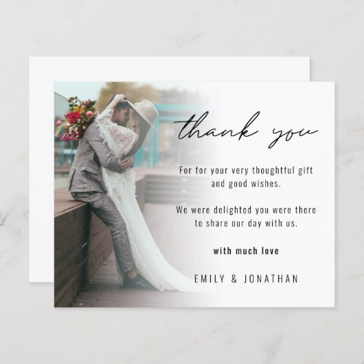 Budget minimalist Voeg je fotoweddenschap toe Dank (Voorkant / Achterkant)