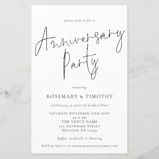 Budget minimalist Wedding Jubileum Party nodigt ui (Voorkant)