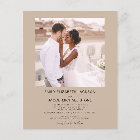 Budget minimalist Wedding Terracotta Vier Foto (Achterkant)