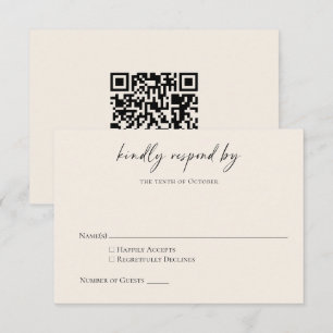 Budget Minimalist Zwart Ivoor Moderne Script RSVP Notitiekaartje
