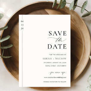 Budget Minimalist Zwart-wit bruiloft Save The Date