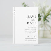 Budget Minimalist Zwart-wit bruiloft Save The Date (Staand voorkant)
