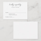 Budget minimalist zwart-wit, modern script RSVP Notitiekaartje (Voorkant / Achterkant)