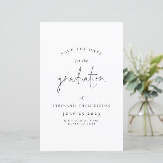 BUDGET Minimalistisch 2024 Afstuderen Save The Dat (Staand voorkant)