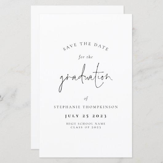 BUDGET Minimalistisch 2024 Afstuderen Save The Dat (Voorkant / Achterkant)