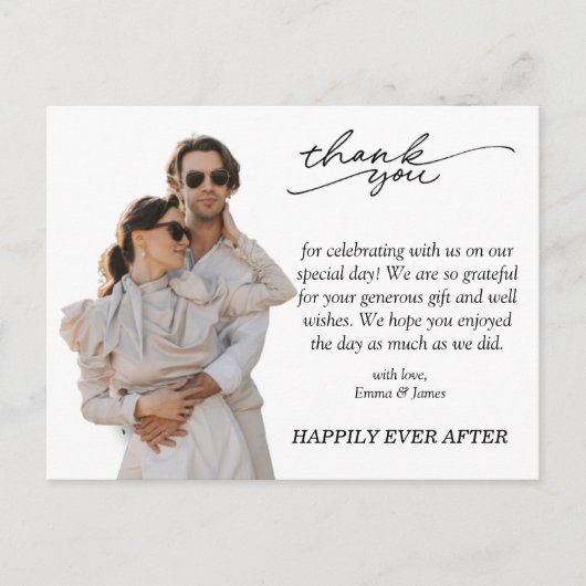 Budget minimalistisch aangepast fotohuwelijk Harte Briefkaart (Voorkant)