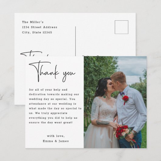 Budget minimalistisch aangepast fotohuwelijk Harte Briefkaart (Voorkant / Achterkant)
