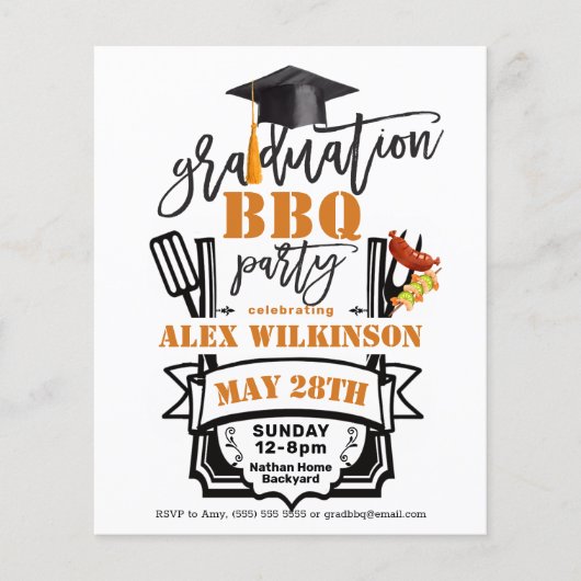 BUDGET Minimalistisch Afstuderen - Uitnodiging BBQ Flyer (Voorkant)