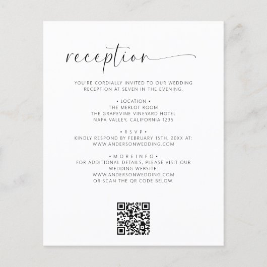 Budget minimalistisch alles in één bruiloft QR-cod (Achterkant)