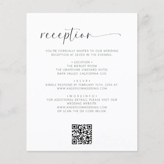 Budget minimalistisch alles in één bruiloft QR-cod (Achterkant)