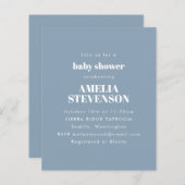 Budget Minimalistisch Baby shower Dusty Blue Invit (Voorkant / Achterkant)
