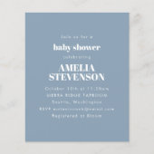 Budget Minimalistisch Baby shower Dusty Blue Invit (Voorkant)