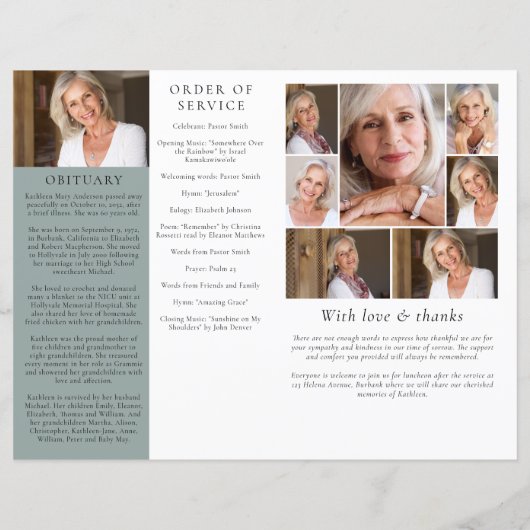 Budget minimalistisch begrafenisprogramma van 4 pa (Achterkant)