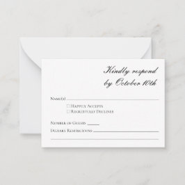 Budget Minimalistisch Formeel Zwart Wit Script RSV Notitiekaartje