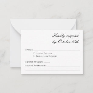 Budget Minimalistisch Formeel Zwart Wit Script RSV Notitiekaartje