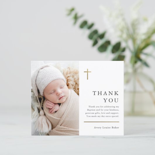 Budget minimalistisch foto-baptisme Hartelijk dank (Staand voorkant)
