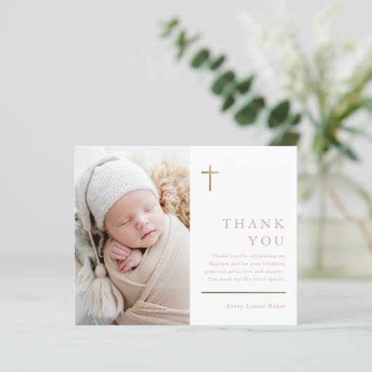 Budget minimalistisch foto-baptisme Hartelijk dank (Staand voorkant)