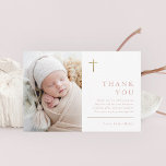 Budget minimalistisch foto-baptisme Hartelijk dank<br><div class="desc">Budget Modern Minimalist Gold Cross-Baptisme Hartelijk dank. Met een eenvoudige typografie en foto. Klik uitgeven knoop om dit ontwerp met uw details aan te passen.</div>