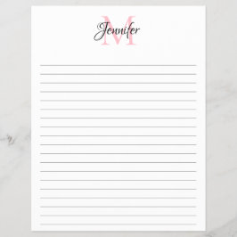 Budget Minimalistisch Gelinieerd Monogram Briefpap Flyer
