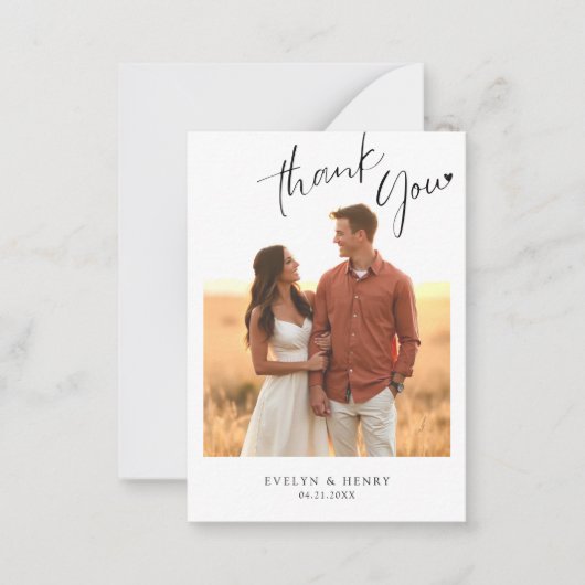 Budget minimalistisch handgeschreven script bedank notitiekaartje (Voorkant)