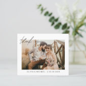 Budget minimalistisch huwelijk Foto bedankt (Staand voorkant)