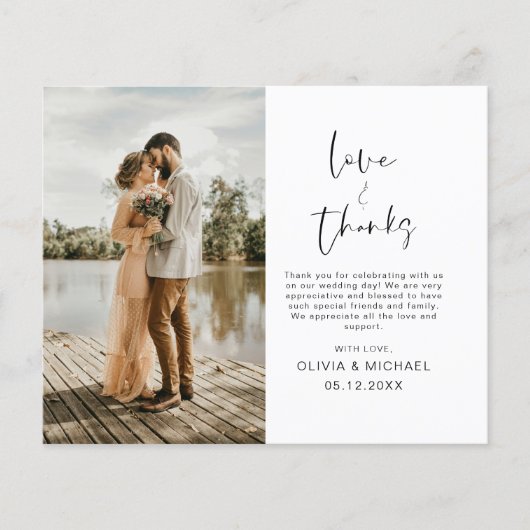 Budget minimalistisch huwelijk Foto bedankt (Voorkant)
