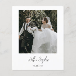 Budget minimalistisch huwelijk Foto bedankt Flyer