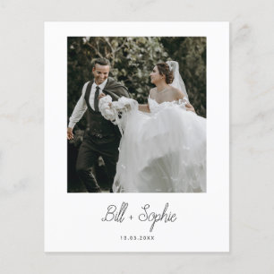 Budget minimalistisch huwelijk Foto bedankt Flyer