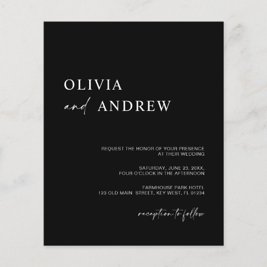 Budget minimalistisch & modern | Huwelijksuitnodig (Voorkant)