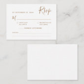 BUDGET Minimalistisch script Gold RSVP Weddenschap Notitiekaartje (Voorkant / Achterkant)