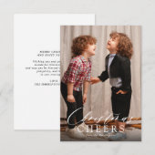 BUDGET Minimalistisch Script Kerstgejuich 1 Foto Notitiekaartje (Voorkant / Achterkant)