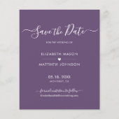 Budget minimalistisch script Paarse Save the Date (Voorkant)