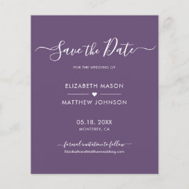 Budget minimalistisch script Paarse Save the Date